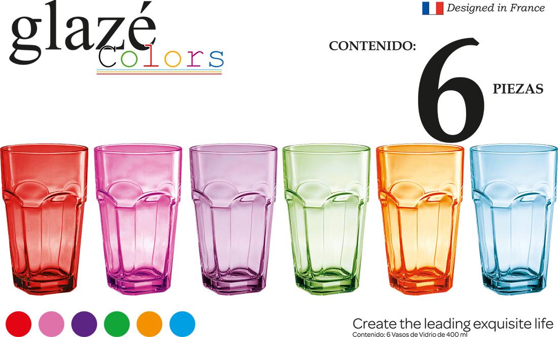 Vasos Cristal · Set de 4 · Colores